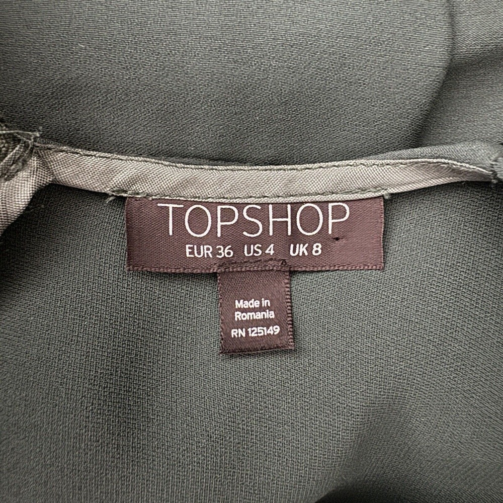 TopShop Shirt Womens 4 Dark Green Blouse Layer Business Office‎ Casual Versatile - Picture 7 of 9